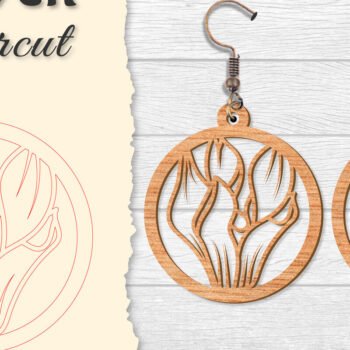 Intra απο ξύλο plywood  Χρώμα wenge 3mm-4mm πάχος - Σκουλαρίκι Flower Δίασταση 3x3 cm INTRAFABR-105557763 - Image 7