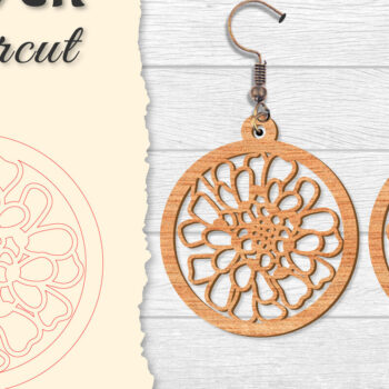 Intra απο ξύλο plywood  Χρώμα wenge 3mm-4mm πάχος - Σκουλαρίκι Flower Δίασταση 3x3 cm INTRAFABR-105557763 - Image 10