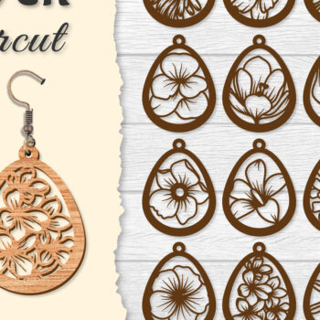 Intra απο ξύλο plywood  Χρώμα wenge 3mm-4mm πάχος - Σκουλαρίκι Flower Δίασταση 3x3 cm INTRAFABR-77247622 - Image 1