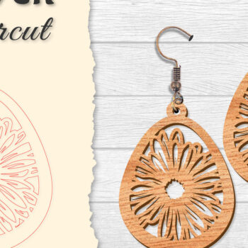 Intra απο ξύλο plywood  Χρώμα wenge 3mm-4mm πάχος - Σκουλαρίκι Flower Δίασταση 3x3 cm INTRAFABR-77247622 - Image 4