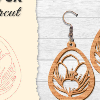 Intra απο ξύλο plywood  Χρώμα wenge 3mm-4mm πάχος - Σκουλαρίκι Flower Δίασταση 3x3 cm INTRAFABR-77247622 - Image 6