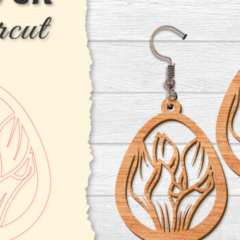 Intra απο ξύλο plywood  Χρώμα wenge 3mm-4mm πάχος - Σκουλαρίκι Flower Δίασταση 3x3 cm INTRAFABR-77247622 - Image 7