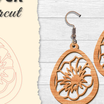 Intra απο ξύλο plywood  Χρώμα wenge 3mm-4mm πάχος - Σκουλαρίκι Flower Δίασταση 3x3 cm INTRAFABR-77247622 - Image 16