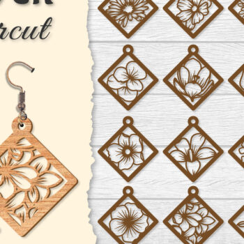 Intra απο ξύλο plywood  Χρώμα wenge 3mm-4mm πάχος - Σκουλαρίκι Flower Δίασταση 3x3 cm INTRAFABR-105557803 - Image 1