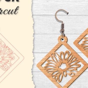 Intra απο ξύλο plywood  Χρώμα wenge 3mm-4mm πάχος - Σκουλαρίκι Flower Δίασταση 3x3 cm INTRAFABR-105557803 - Image 2