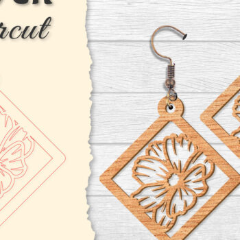 Intra απο ξύλο plywood  Χρώμα wenge 3mm-4mm πάχος - Σκουλαρίκι Flower Δίασταση 3x3 cm INTRAFABR-105557803 - Image 3