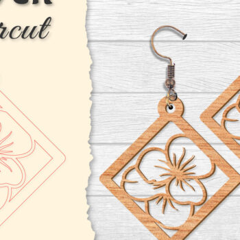 Intra απο ξύλο plywood  Χρώμα wenge 3mm-4mm πάχος - Σκουλαρίκι Flower Δίασταση 3x3 cm INTRAFABR-105557803 - Image 5