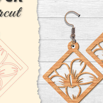 Intra απο ξύλο plywood  Χρώμα wenge 3mm-4mm πάχος - Σκουλαρίκι Flower Δίασταση 3x3 cm INTRAFABR-105557803 - Image 9