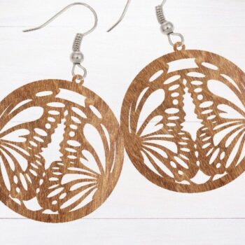 Intra απο ξύλο plywood  Χρώμα wenge 3mm-4mm πάχος - Σκουλαρίκι , Σκουλαρίκι πεταλούδα Δίασταση 3x3 cm INTRAFABR-40119237 - Image 3