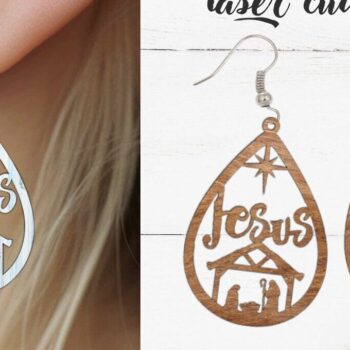 Intra απο ξύλο plywood  Χρώμα wenge 3mm-4mm πάχος - Σκουλαρίκι File, Χριστουγεννιάτικο Σκουλαρίκι Δίασταση 3x3 cm INTRAFABR-85670933 - Image 1