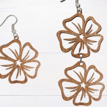 Intra απο ξύλο plywood  Χρώμα wenge 3mm-4mm πάχος - Σκουλαρίκι κοπής με λέιζερ, Σκουλαρίκι λουλουδιών Δίασταση 3x3 cm INTRAFABR-110737922 - Image 1