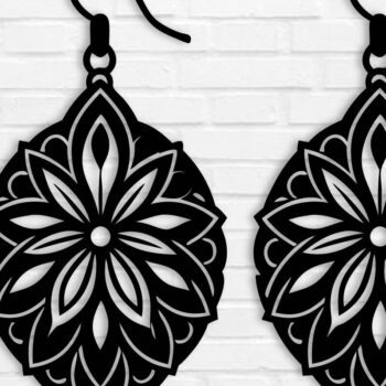 Intra απο ξύλο plywood  Χρώμα wenge 3mm-4mm πάχος - Σκουλαρίκι Δίασταση 3x3 cm INTRAFABR-110751023 - Image 1