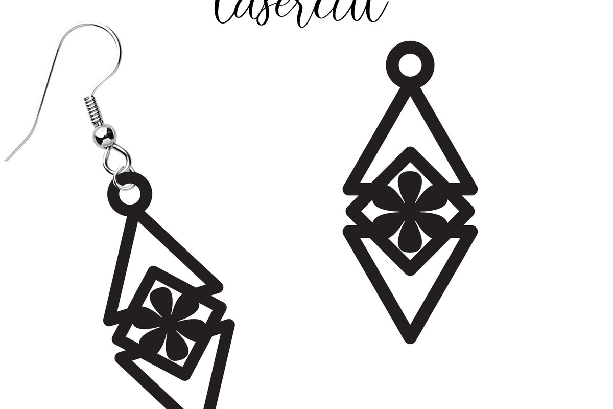 Intra απο ξύλο plywood  Χρώμα wenge 3mm-4mm πάχος - Σκουλαρίκι LaserCut - Lasercut Δίασταση 3x3 cm INTRAFABR-110751044