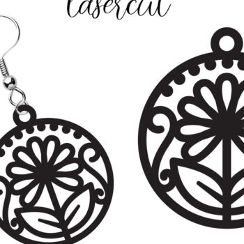 Intra απο ξύλο plywood  Χρώμα wenge 3mm-4mm πάχος - Σκουλαρίκι LaserCut - Lasercut Δίασταση 3x3 cm INTRAFABR-110751000 - Image 3