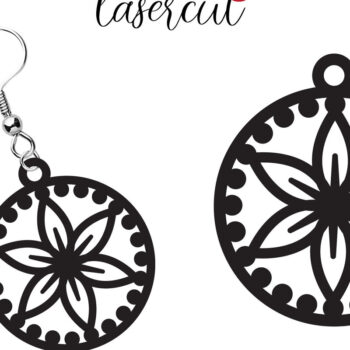 Intra απο ξύλο plywood  Χρώμα wenge 3mm-4mm πάχος - Σκουλαρίκι LaserCut - Lasercut Δίασταση 3x3 cm INTRAFABR-110751000 - Image 4