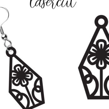 Intra απο ξύλο plywood  Χρώμα wenge 3mm-4mm πάχος - Σκουλαρίκι LaserCut - Lasercut Δίασταση 3x3 cm INTRAFABR-110751000 - Image 7