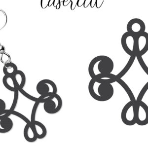 Intra απο ξύλο plywood  Χρώμα wenge 3mm-4mm πάχος - Σκουλαρίκι LaserCut - Lasercut Δίασταση 3x3 cm INTRAFABR-41871333