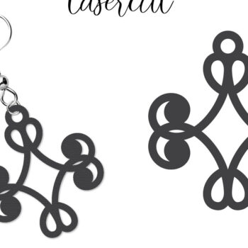 Intra απο ξύλο plywood  Χρώμα wenge 3mm-4mm πάχος - Σκουλαρίκι LaserCut - Lasercut Δίασταση 3x3 cm INTRAFABR-41871333 - Image 1