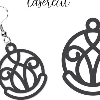 Intra απο ξύλο plywood Χρώμα wenge 3mm-4mm πάχος - Σκουλαρίκι LaserCut - Lasercut Δίασταση 3x3 cm INTRAFABR-109516608 - Image 1