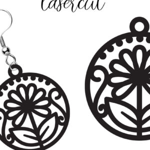 Intra απο ξύλο plywood  Χρώμα wenge 3mm-4mm πάχος - Σκουλαρίκι LaserCut - Lasercut Δίασταση 3x3 cm INTRAFABR-109516715