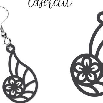 Intra απο ξύλο plywood  Χρώμα wenge 3mm-4mm πάχος - Σκουλαρίκι LaserCut - Lasercut Δίασταση 3x3 cm INTRAFABR-109516874 - Image 3