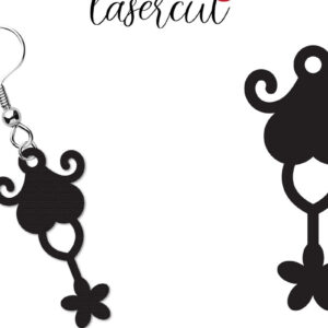 Intra απο ξύλο plywood  Χρώμα wenge 3mm-4mm πάχος - Σκουλαρίκι LaserCut - Lasercut Δίασταση 3x3 cm INTRAFABR-109516472