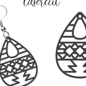 Intra απο ξύλο plywood  Χρώμα wenge 3mm-4mm πάχος - Σκουλαρίκι LaserCut - Lasercut Δίασταση 3x3 cm INTRAFABR-40119515