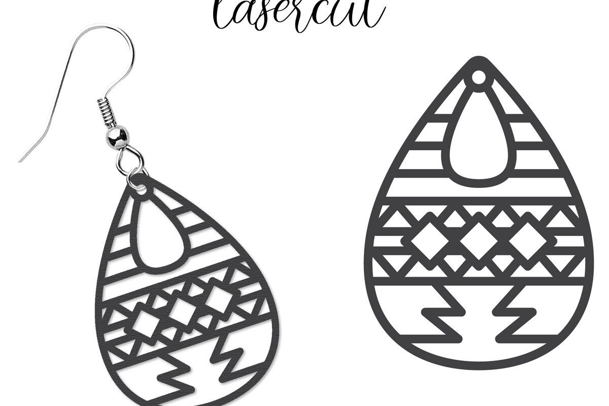 Intra απο ξύλο plywood  Χρώμα wenge 3mm-4mm πάχος - Σκουλαρίκι LaserCut - Lasercut Δίασταση 3x3 cm INTRAFABR-40119515