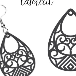 Intra απο ξύλο plywood  Χρώμα wenge 3mm-4mm πάχος - Σκουλαρίκι LaserCut - Lasercut Δίασταση 3x3 cm INTRAFABR-37753091