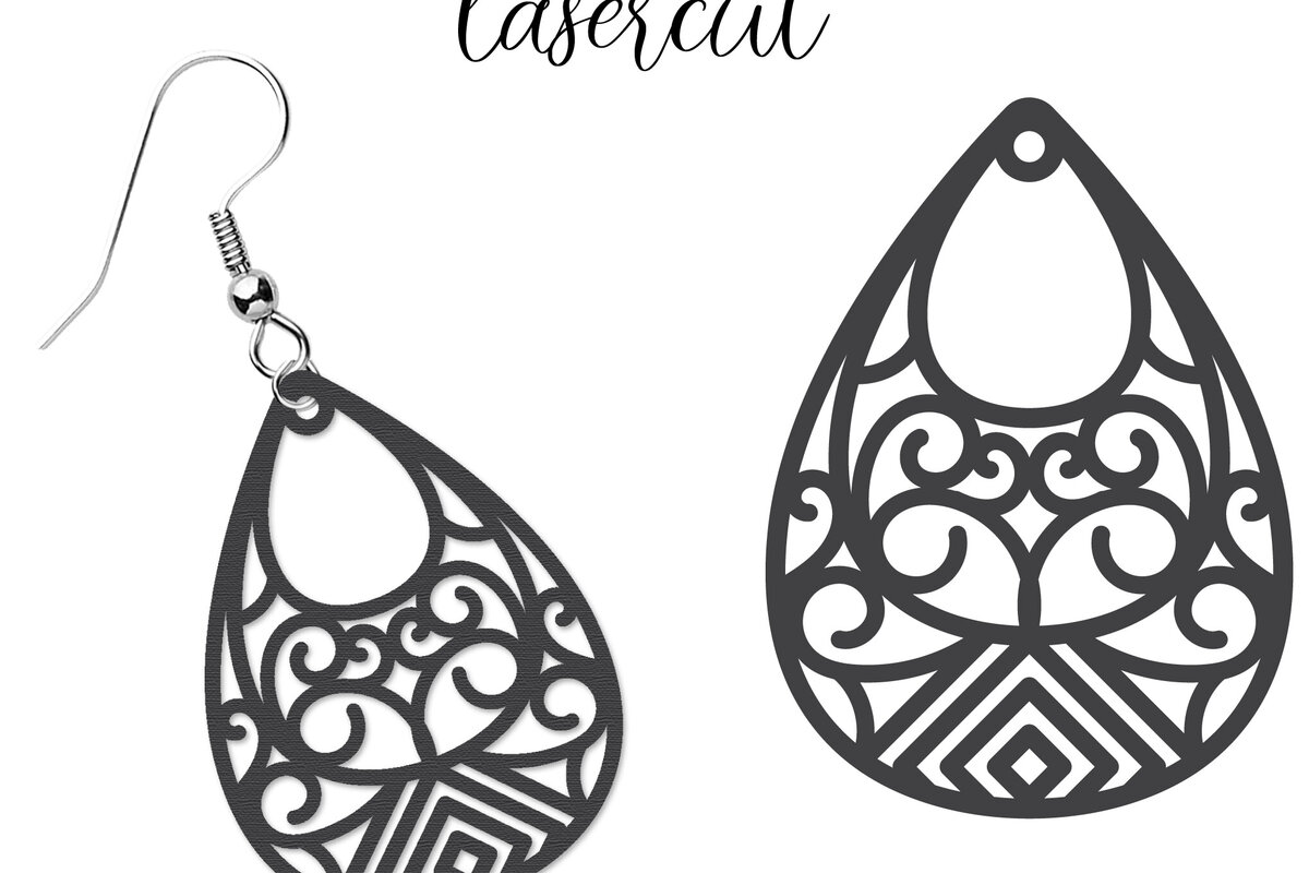 Intra απο ξύλο plywood  Χρώμα wenge 3mm-4mm πάχος - Σκουλαρίκι LaserCut - Lasercut Δίασταση 3x3 cm INTRAFABR-37753091