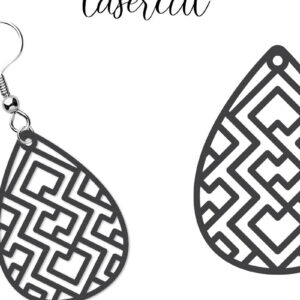 Intra απο ξύλο plywood  Χρώμα wenge 3mm-4mm πάχος - Σκουλαρίκι LaserCut - Lasercut Δίασταση 3x3 cm INTRAFABR-47368290