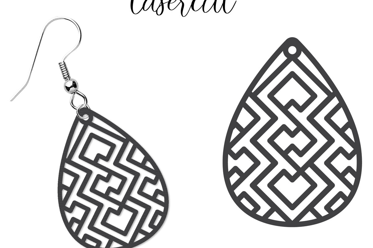 Intra απο ξύλο plywood  Χρώμα wenge 3mm-4mm πάχος - Σκουλαρίκι LaserCut - Lasercut Δίασταση 3x3 cm INTRAFABR-47368290