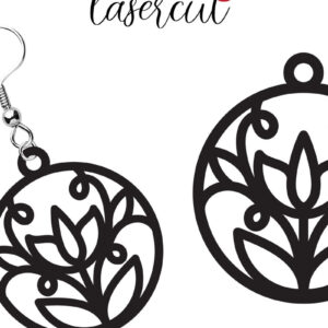 Intra απο ξύλο plywood  Χρώμα wenge 3mm-4mm πάχος - Σκουλαρίκι LaserCut - Lasercut Δίασταση 3x3 cm INTRAFABR-82305996