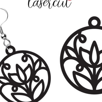 Intra απο ξύλο plywood Χρώμα wenge 3mm-4mm πάχος - Σκουλαρίκι LaserCut - Lasercut Δίασταση 3x3 cm INTRAFABR-82305996 - Image 1