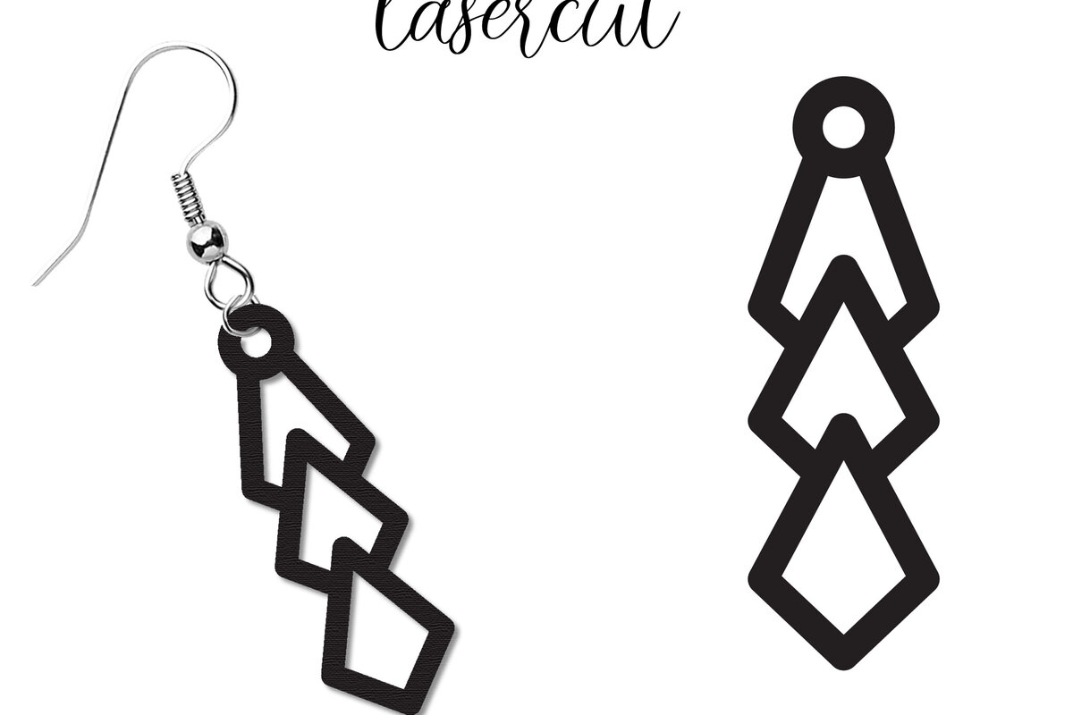 Intra απο ξύλο plywood  Χρώμα wenge 3mm-4mm πάχος - Σκουλαρίκι LaserCut - Lasercut Δίασταση 3x3 cm INTRAFABR-50277617