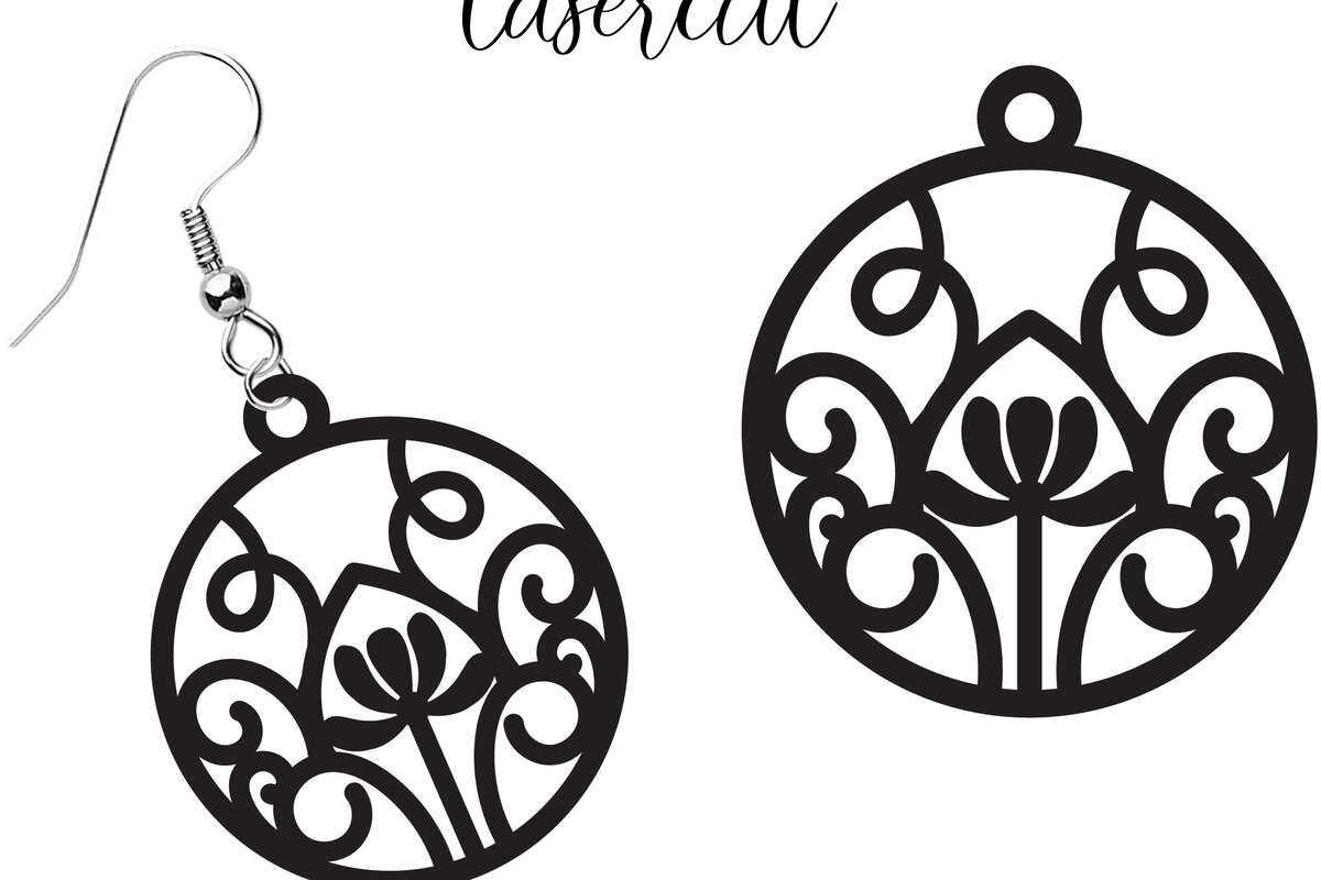 Intra απο ξύλο plywood  Χρώμα wenge 3mm-4mm πάχος - Σκουλαρίκι LaserCut - Lasercut Δίασταση 3x3 cm INTRAFABR-42010302