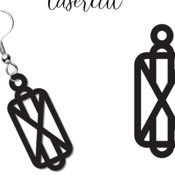 Intra απο ξύλο plywood  Χρώμα wenge 3mm-4mm πάχος - Σκουλαρίκι LaserCut - Lasercut Δίασταση 3x3 cm INTRAFABR-42010332 - Image 1