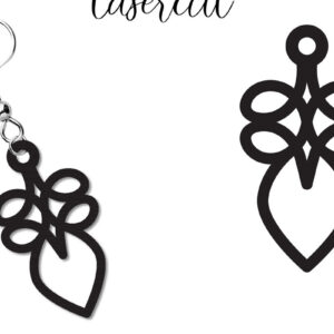 Intra απο ξύλο plywood  Χρώμα wenge 3mm-4mm πάχος - Σκουλαρίκι LaserCut - Lasercut Δίασταση 3x3 cm INTRAFABR-42010286