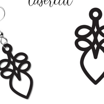 Intra απο ξύλο plywood  Χρώμα wenge 3mm-4mm πάχος - Σκουλαρίκι LaserCut - Lasercut Δίασταση 3x3 cm INTRAFABR-42010286 - Image 1