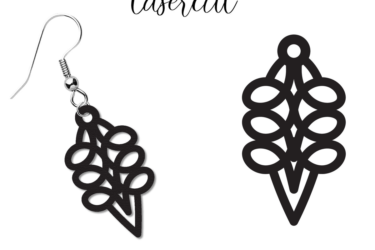 Intra απο ξύλο plywood  Χρώμα wenge 3mm-4mm πάχος - Σκουλαρίκι LaserCut - Lasercut Δίασταση 3x3 cm INTRAFABR-50020331