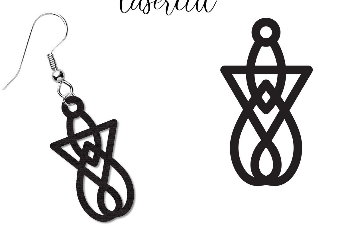 Intra απο ξύλο plywood  Χρώμα wenge 3mm-4mm πάχος - Σκουλαρίκι LaserCut - Lasercut Δίασταση 3x3 cm INTRAFABR-34009714