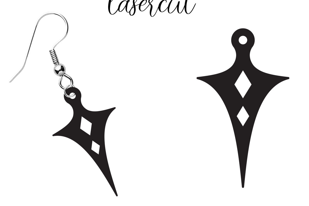 Intra απο ξύλο plywood  Χρώμα wenge 3mm-4mm πάχος - Σκουλαρίκι LaserCut - Lasercut Δίασταση 3x3 cm INTRAFABR-108194297