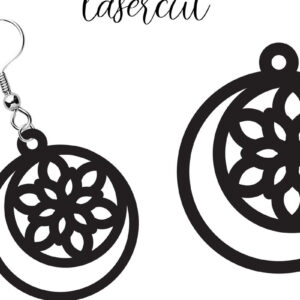 Intra απο ξύλο plywood  Χρώμα wenge 3mm-4mm πάχος - Σκουλαρίκι LaserCut - LaserCut Δίασταση 3x3 cm INTRAFABR-108962627