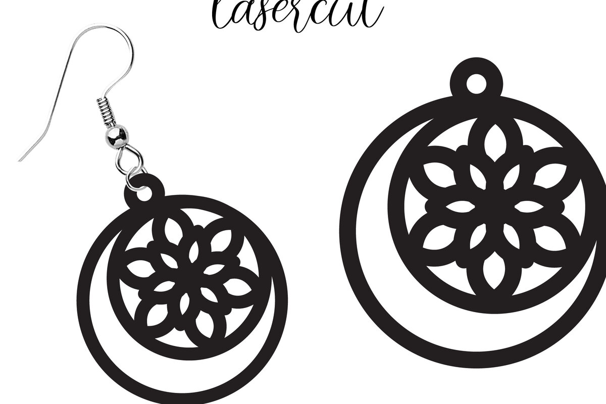 Intra απο ξύλο plywood  Χρώμα wenge 3mm-4mm πάχος - Σκουλαρίκι LaserCut - LaserCut Δίασταση 3x3 cm INTRAFABR-108962627