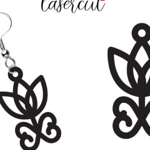 Intra απο ξύλο plywood  Χρώμα wenge 3mm-4mm πάχος - Σκουλαρίκι LaserCut - LaserCut Δίασταση 3x3 cm INTRAFABR-108962787