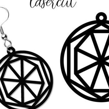 Intra απο ξύλο plywood  Χρώμα wenge 3mm-4mm πάχος - Σκουλαρίκι LaserCut - Πρότυπο Lasercut Δίασταση 3x3 cm INTRAFABR-109293945 - Image 1