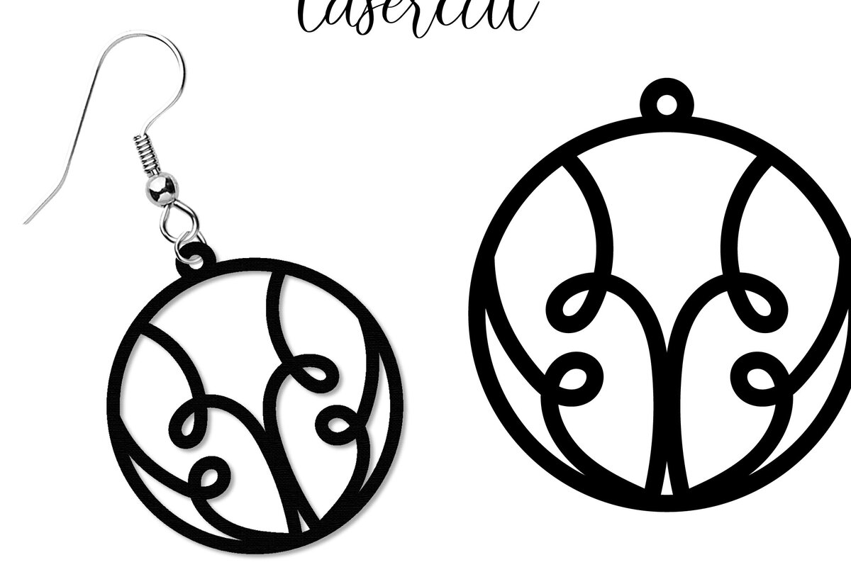 Intra απο ξύλο plywood  Χρώμα wenge 3mm-4mm πάχος - Σκουλαρίκι LaserCut - Πρότυπο Lasercut Δίασταση 3x3 cm INTRAFABR-108360107