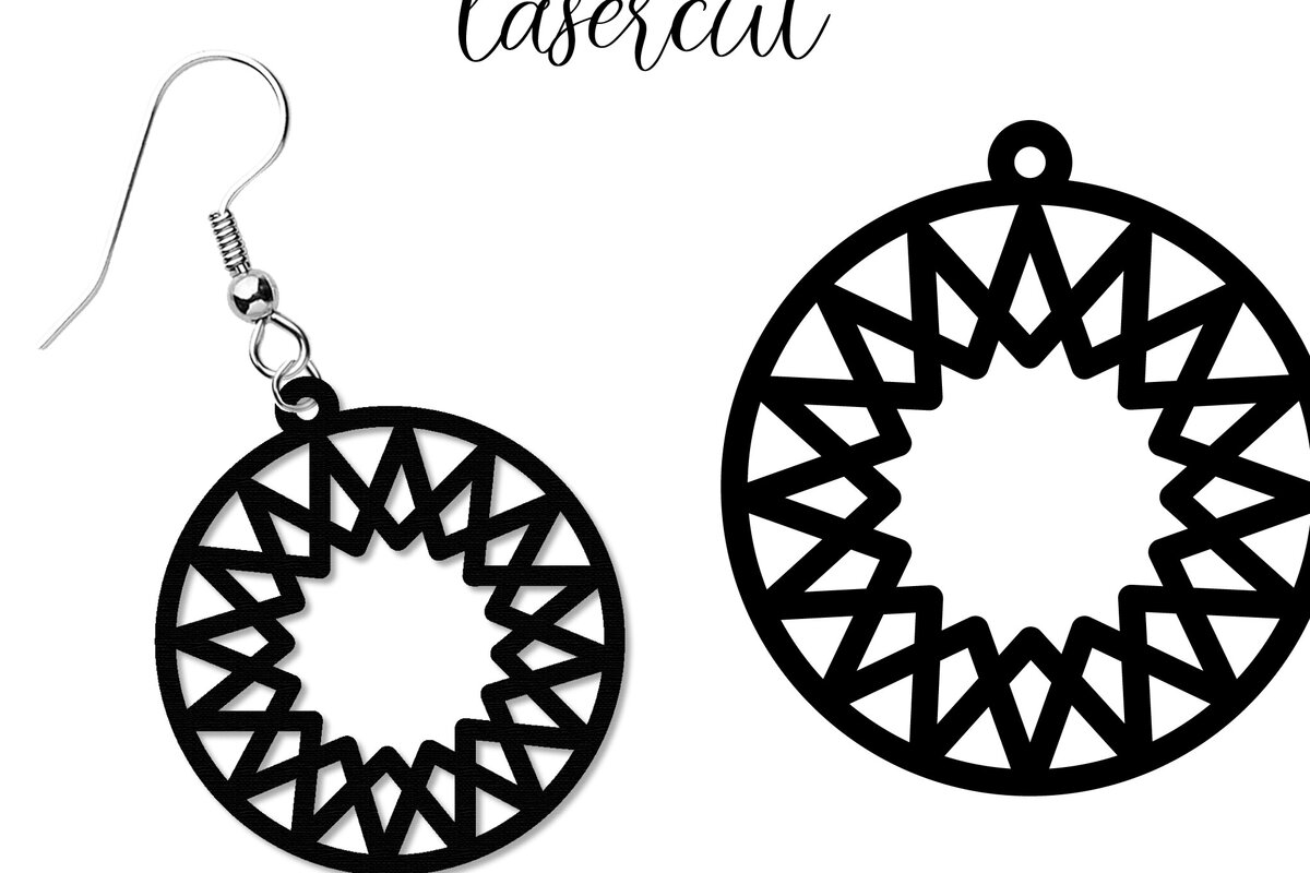 Intra απο ξύλο plywood  Χρώμα wenge 3mm-4mm πάχος - Σκουλαρίκι LaserCut - Πρότυπο Lasercut Δίασταση 3x3 cm INTRAFABR-108360180