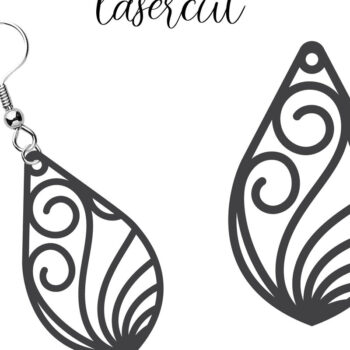 Intra απο ξύλο plywood  Χρώμα wenge 3mm-4mm πάχος - Σκουλαρίκι LaserCut Δίασταση 3x3 cm INTRAFABR-108232107 - Image 1