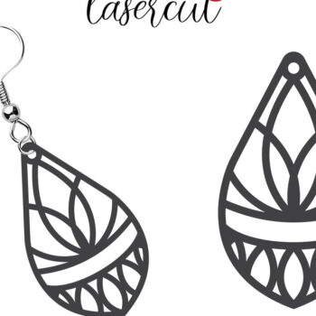 Intra απο ξύλο plywood  Χρώμα wenge 3mm-4mm πάχος - Σκουλαρίκι LaserCut Δίασταση 3x3 cm INTRAFABR-102768172 - Image 1